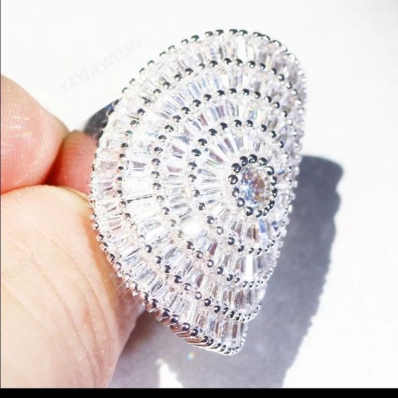 *NEW 925 Silver Shining Huge 21 CT Engagement Ring main image 2